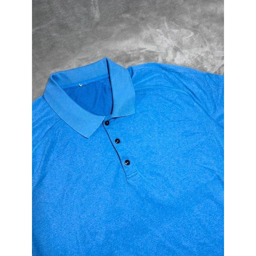 Lululemon Polo Shirt Men XXL 2XL Blue Performance Gym Outdoor Activewear